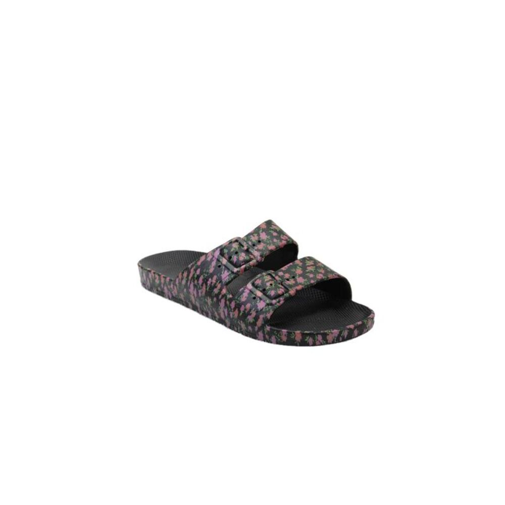 Freedom Moses Womens Floral Open Toe Slide On Sandals Black Size 40/41 10/11